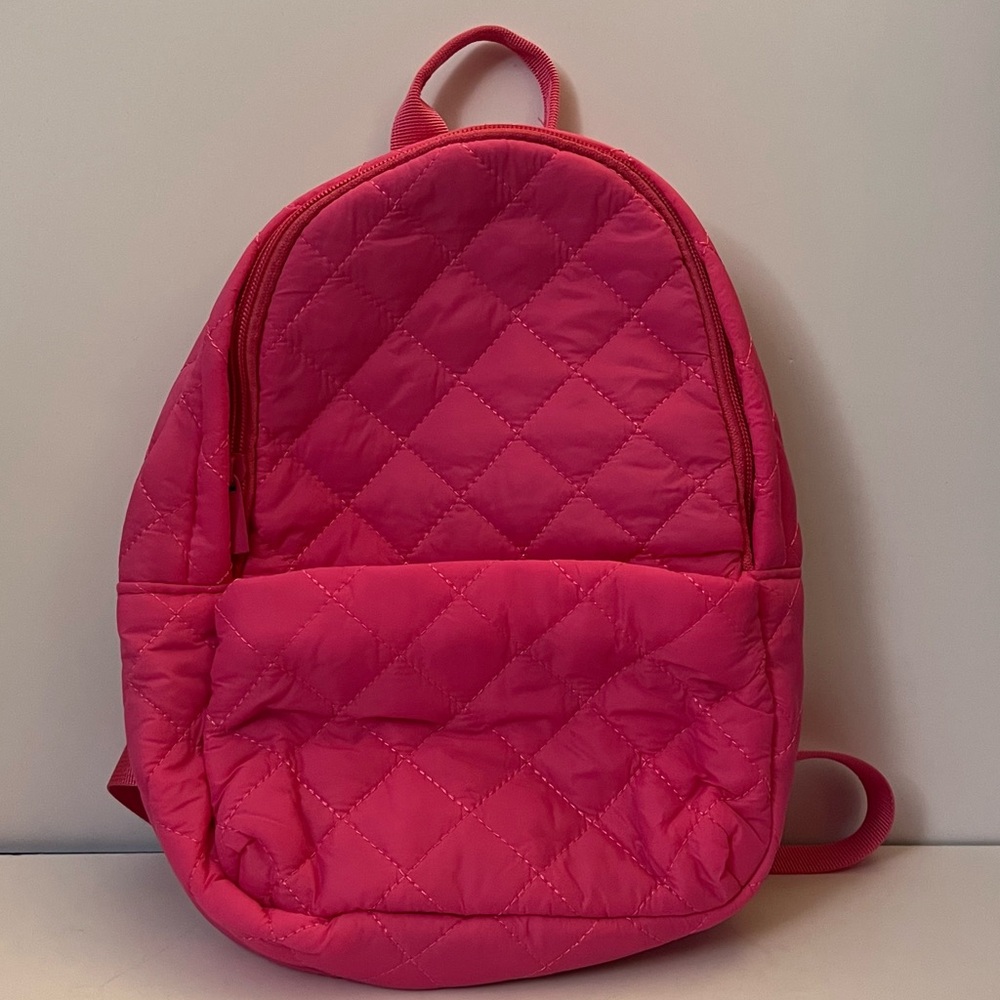 Small Quilted Backpack – Hot Pink, Lightweight, Preowned